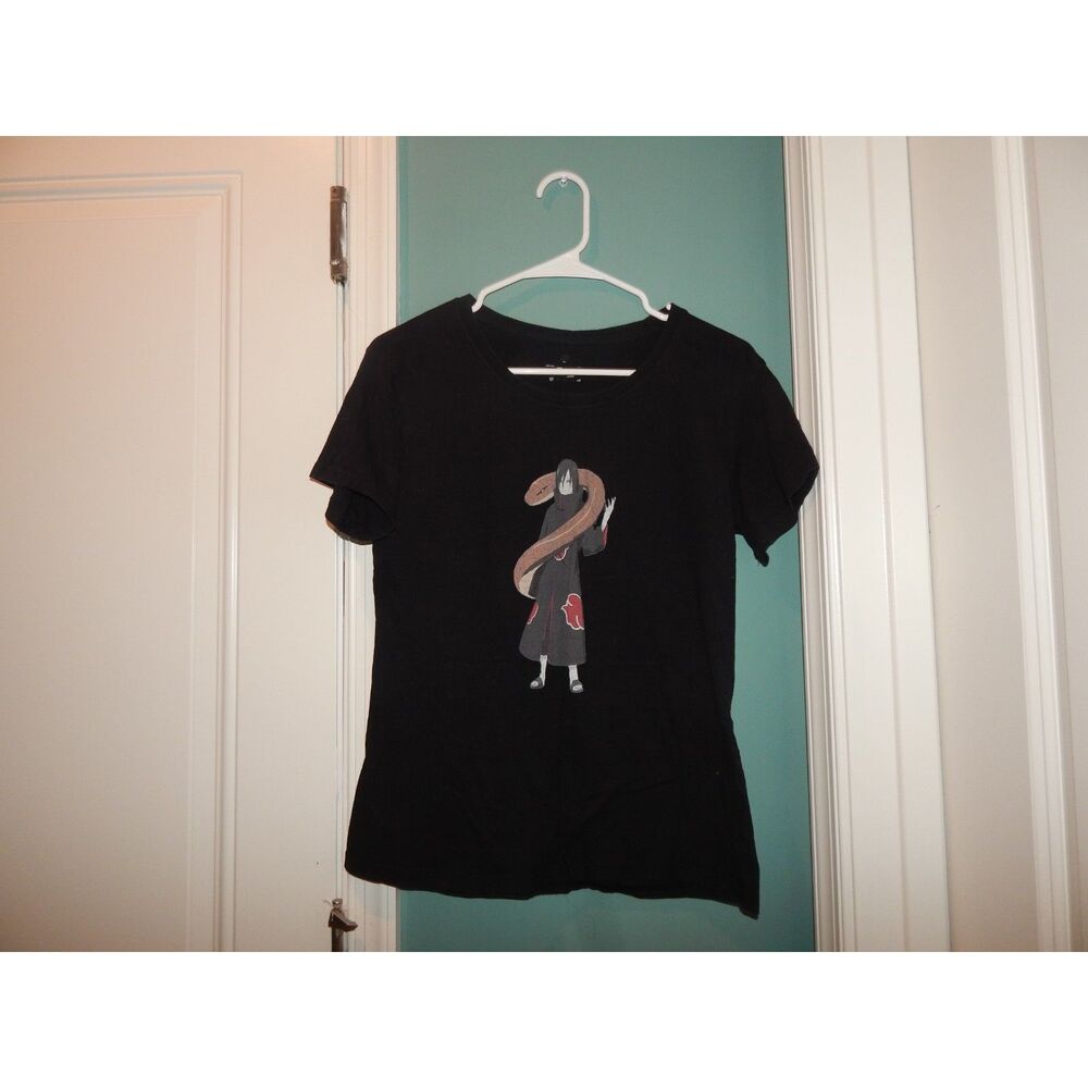 Naruto Orochimaru Akatsuki snake anime women's large black graphic t-shirt